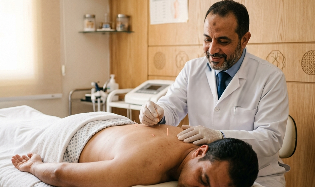 جلسة علاج بالوخز بالإبر الصينية في المركز